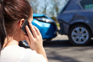 Woman making a claim over the phone